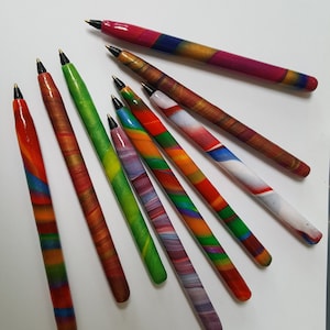 Polymer Clay Pens &quot;Poly-Pens&quot; Black (or Blue) Ink, Bic, Fun to write with! Hand-made Hand crafted Assorted Colors. Choose your colors!