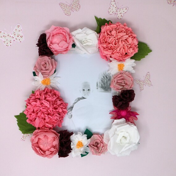 Paper Flower Photo Frame Floral Picture Frame Etsy