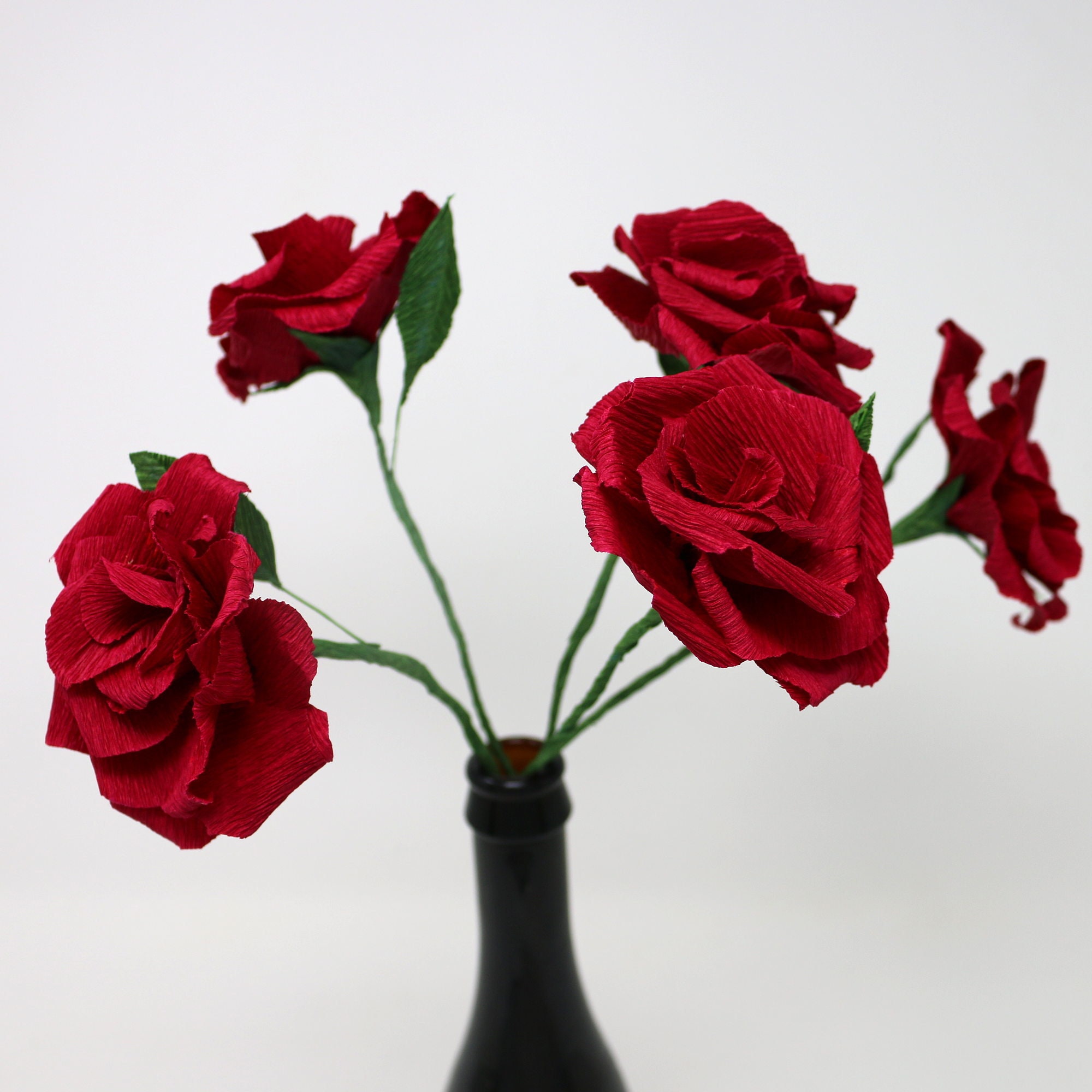 DIY Paper Rose Bouquet From Individual Handmade Blooms in the Etsy