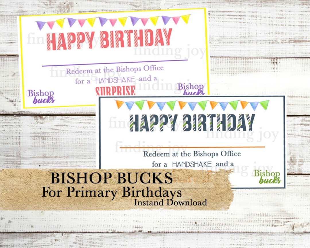 Primary Birthday Certificate, Bucks, LDS Birthday Coupon, Visit