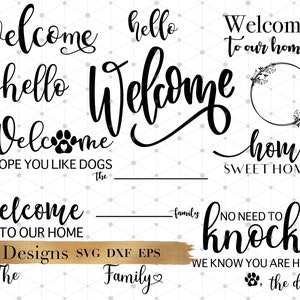 Welcome SVG, Welcome SVG Dateien, Türhänger SVG, Willkommensschild svg, Runder Türhänger svg, Welcome Svg, Willkommen svg für ein rundes Schild,