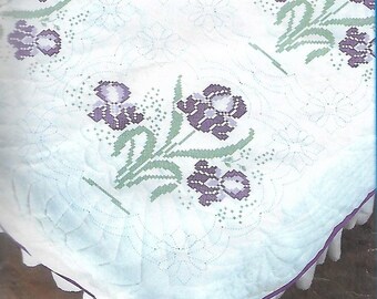 9in Kittens Theme Quilt Blocks Stamped for Cross Stitch and Embroidery