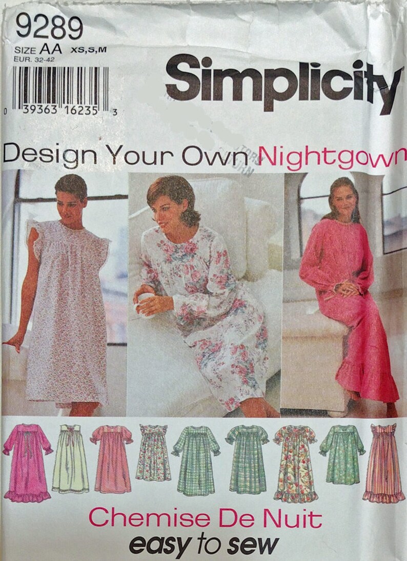 Simplicity SEWING PATTERN for Nightgown Long or Short Sizes Etsy
