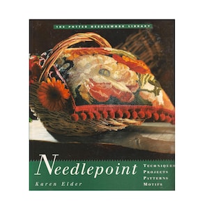 Boek - NEEDLEPOINT door Karen Elder - technieken, projecten, patronen, motieven, stapsgewijze instructies, kleurenkaarten, c1996 OOP