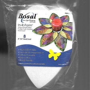 BOSAL In-R-Form - HEART/LEAF shape, 8 Pieces, Single Sided Fusible Foam Stabilizer, 5" x 8" Each