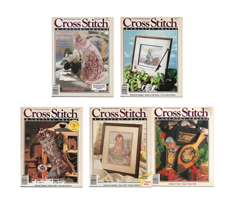Counted Cross stitch Womens Circle magazine vintage 1988 1989 – Prices $US,  includes shipping US, *Canada