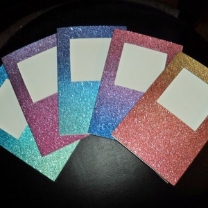 Cartões de abertura tripla - conjunto de 5 em glitter gradiente com abertura quadrada, painel triplo, cartolina pesada, com envelopes