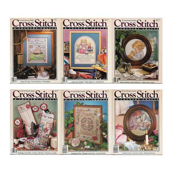 1989 REVISTAS Cross Stitch & Country Crafts - Números anteriores, mejores casas y jardines, ¡su elección!