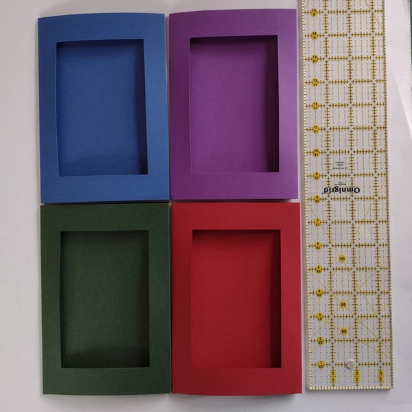 Tri-Fold APERTURE Cards - Set of 3 heavyweight cards 5.5" x 8" with rectangular opening 3.75" x 5.75" with envelopes, Choice of 23 colours