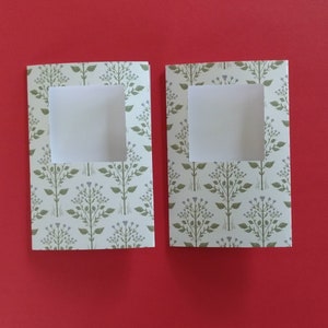 Cartões APERTURE Tri-Fold - Conjunto de 2 HERBAL BOUQUETS, Sage Green em Branco, para fazer cartões - Abertura quadrada de 2,5", com envelopes