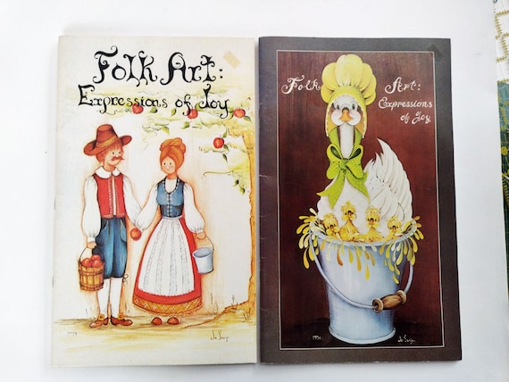 Oil Painting Books Jo Sonja's Folk Art: EXPRESSIONS of JOY, Volumes 1 & 2  Set of 2 Books, Instructions, Full-size Patterns, C1975 