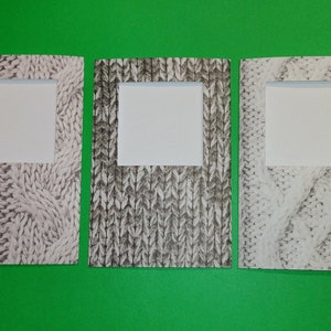 Cartes APERTURE à 3 volets - COLLECTION TRICOT, au choix, à broder ou pour prendre des photos, ouverture carrée de 2,5 pouces, avec enveloppes