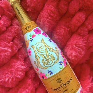 Custom Painted Wedding/Engagement Champagne Bottle