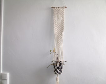 Suspension en Macramé pour Plantes Coton Blanc Écru