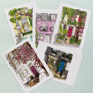 Set of five London Postcards | Cute House Postcard | Snail Mail