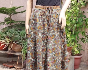 smart ethnic cotton green printed palazzo/indian pant/floral print/