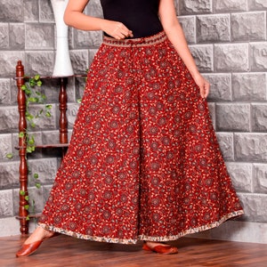 Smart ethnic cotton printed palazzo/ Indian pant/ Floral print/ Flared pant