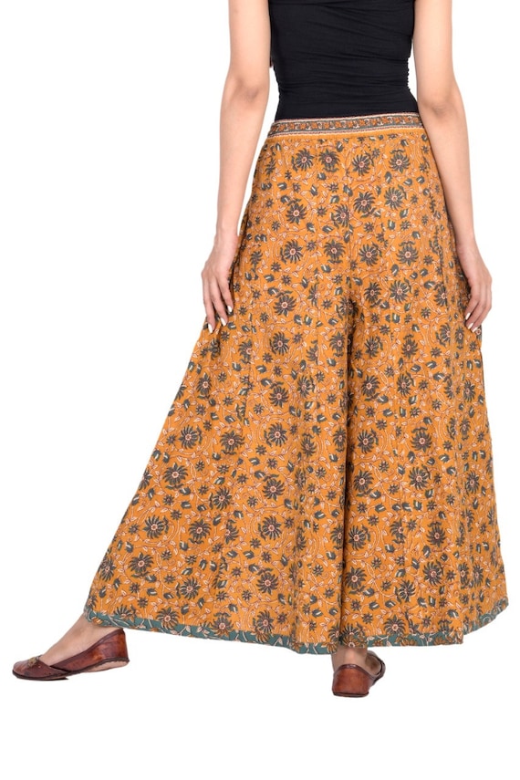 Womens Printed Palazzo Pants | Palazo With Pocket | Ethnic Bottomwear -  Palazzos | Rani Pink Block Print | Length 41 Inch