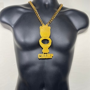 Custom Toilet seat poop trophy Bling & Chain ( PLA plastic Bling and aluminium Plated chain)