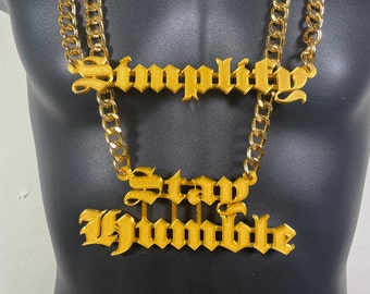 Custom old English  Name Bling & Chain ( PLA Plastic Bling with Aluminum Plated chain)