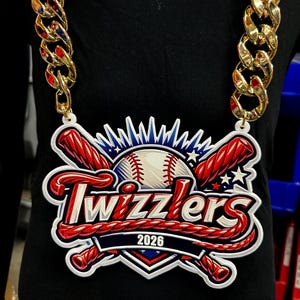 Bling & chaîne d'équipe sportive avec logo personnalisé Turnover | Médaillon avec logo d'entreprise | Collier jour de match | Impression UV sur acrylique