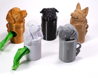 Personalized Dog Poop Bag holder |  Waste Bag Dispenser | Dog Breed Head Choice