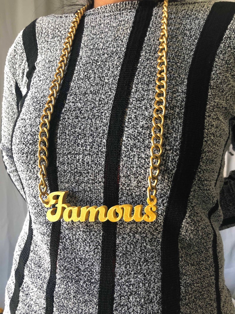 PLA plastic Bling and aluminium Plated chain Script font Custom Text Bling /& Chain