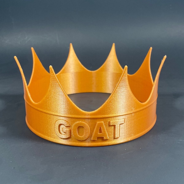 Gold Custom Crown with Text - 3D printed with biodegradable PLA