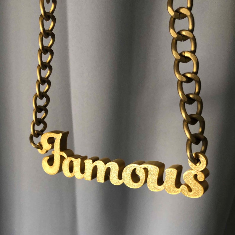 PLA plastic Bling and aluminium Plated chain Script font Custom Text Bling /& Chain