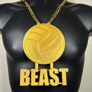 Custom sportvolleybal bling & chain (PLA plastic bling en aluminium vergulde ketting)