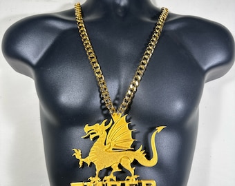 Custom Dragon Text Bling & Chain ( PLA Plastic Bling with Aluminum Plated chain)
