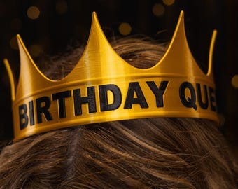 Gold Custom Crown with Text - 3D printed with biodegradable PLA