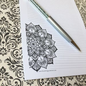 Mandala briefpapier instellen, brief schrijven Set met unieke briefpapier, Zentangle brief Set, persoonlijk briefpapier, Lotus Mandala Design papier,