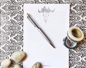 Letter Writing Set, Letter Writing Paper, Letter Stationary, Skull Stationery, Stationery Set, Note Paper, Gothic Stationery, Skull Paper