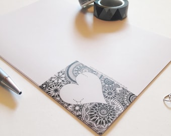 Love Heart Writing Set, Love Heart Stationary Set, Love Letter Writing Set, Set of Letter Writing Paper, Personal Love Note Supplies, Heart