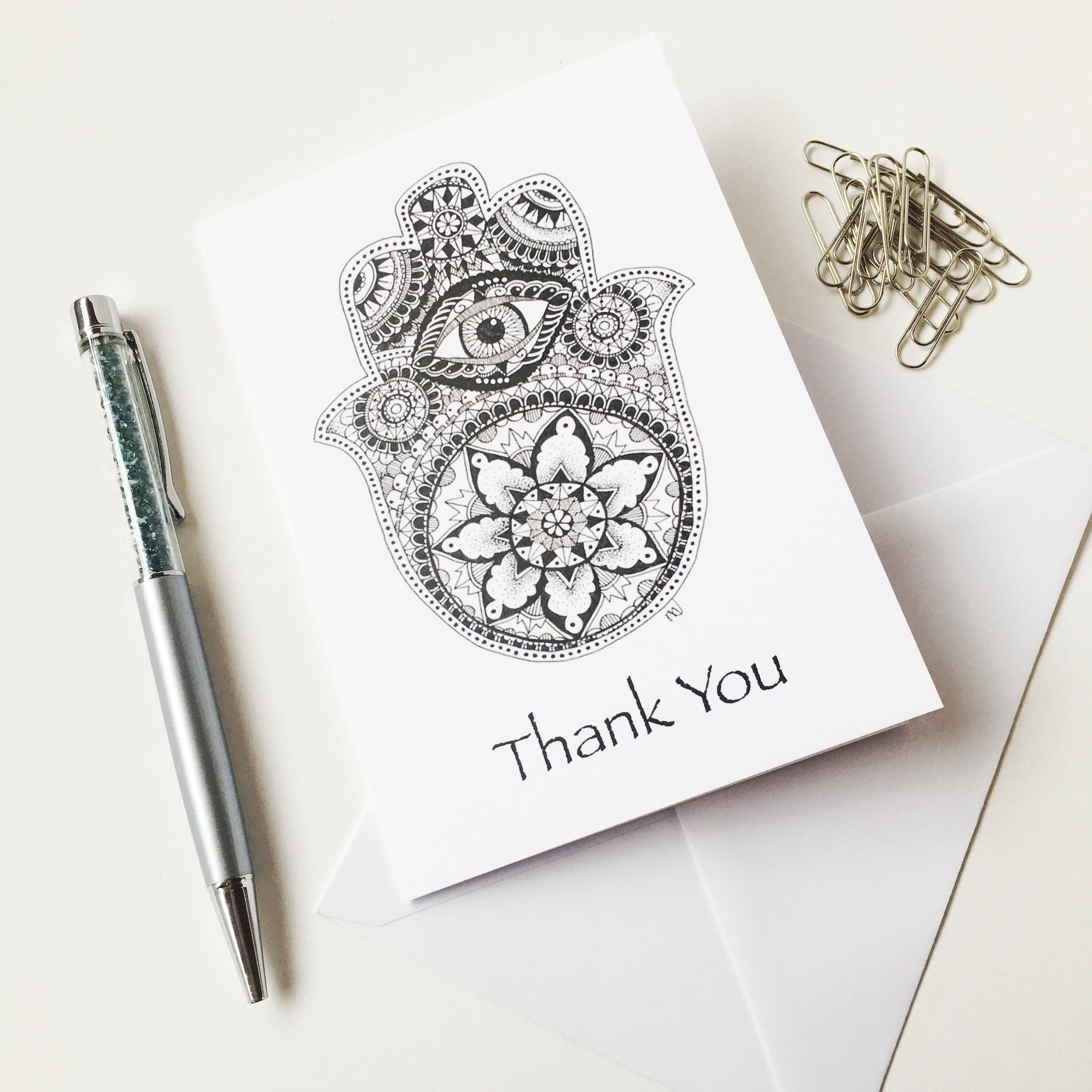 Thank You Cards Thankyou Greeting Cards Zentangle Greeting Etsy UK