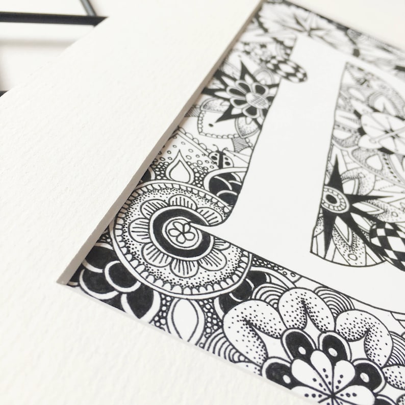 Alphabet Letters, Zentangle Letter, Wall Art Prints, Kids Art Print, ABC Letters, Large Initials