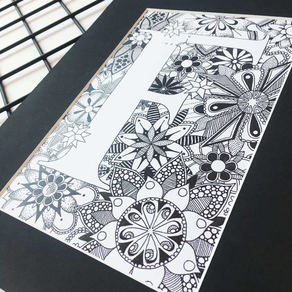 Zentangle Letter Typography Drawing Letter F Art Monogram | Etsy