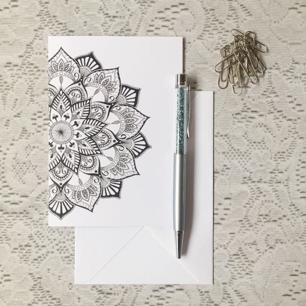 Mandala Greeting Cards, Mandala Cards, Zentangle Greeting Cards, Zendala Cards, Personal Cards, Hand Drawn Cards, Illustrated Greeting Cards