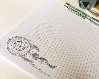 Dreamcatcher Letter Writing Set, Dreamcatcher Stationery Set, Boho Stationery, Cute Stationery, Personal Stationery, Monochrome Paper Set,