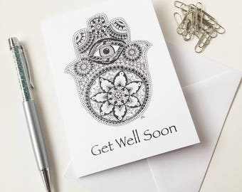 Hamsa Greeting Cards, Hamsa Hand Cards, Zentangle Greeting Cards, Personalised Cards, Hand Drawn Cards, Illustrated Greeting Cards