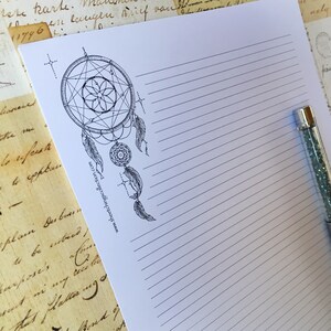 Dreamcatcher Letter Writing Set, Dreamcatcher Stationery Set, Boho Stationery, Cute Stationery, Personal Stationery, Monochrome Paper Set, image 9