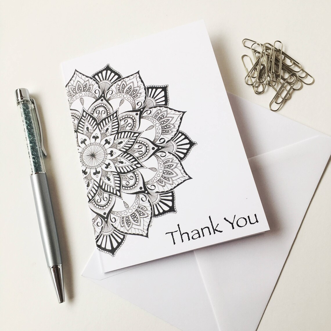 Thank You Cards Thankyou Greeting Cards Zentangle Greeting Etsy UK