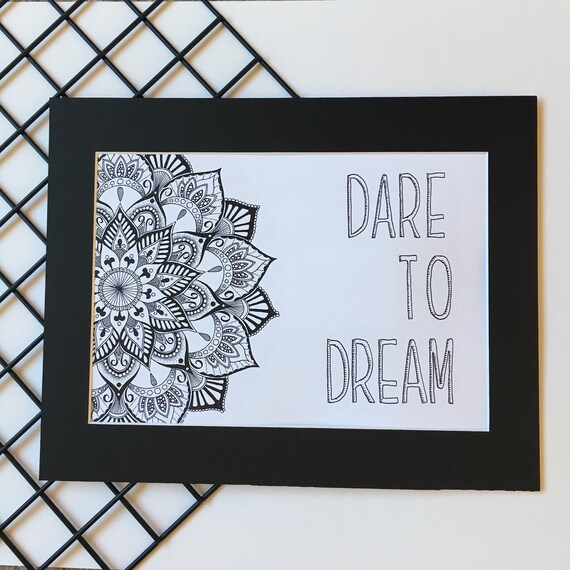 Dare to Dream Mandala Quote Art Inspirational Lotus Mandala Etsy