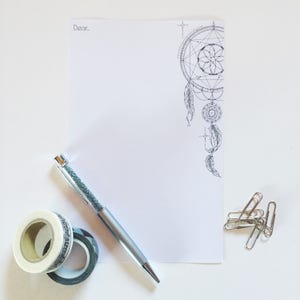 Dreamcatcher Letter Writing Set, Dreamcatcher Stationery Set, Boho Stationery, Cute Stationery, Personal Stationery, Monochrome Paper Set, image 5