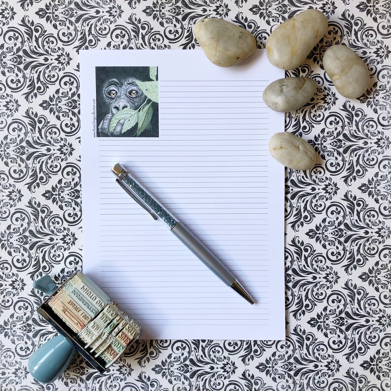 Gorilla Stationery Stationary Gift Set Writing Paper Set Jungle Theme Letter Set Stationary Set Letter Stationary Letter Writing Set