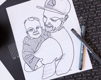 Continuous Line Portrait, Custom Family Portrait, Family Drawing, Line Drawing, One Line Art, Anniversary, People Portrait, Unique Portrait