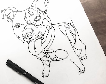 Continuous Line Pet Portrait, Line Drawing, Line Art, Unique Pet Art, Dog Portrait, Cat Portrait, One Line Art, Pet Loss Gift, Pet Drawing