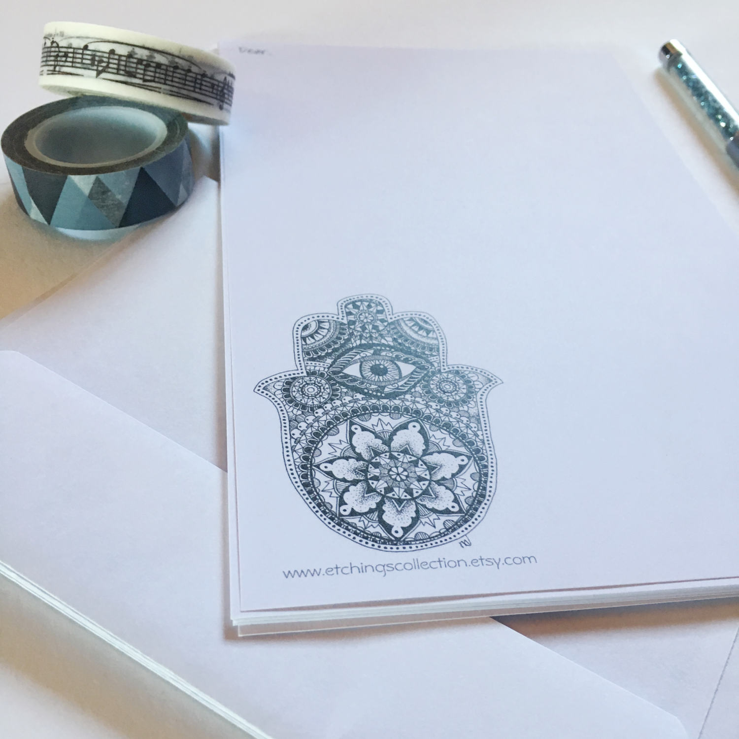 A5 Letter Writing Paper Hamsa Hand Stationery Hand Drawn - Etsy