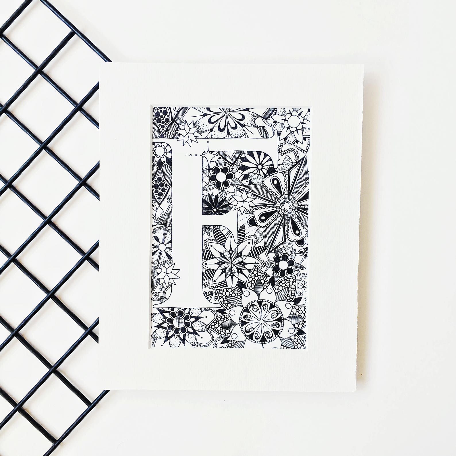 Zentangle Letter Typography Drawing Letter F Art Monogram - Etsy
